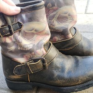 ASH Tattoo Skull Ankle Boots